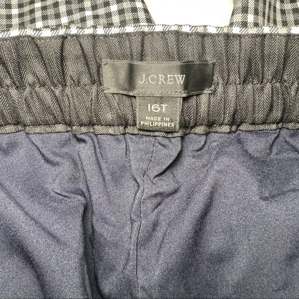 J. Crew Straight-leg Pant Plaid Elastic Waist in Black & White Size 16T Lined - Picture 8 of 14